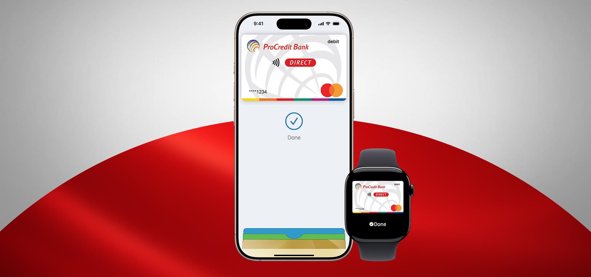 ProCredit Direct kartica u Apple Walletu na iPhoneu i Apple Watchu